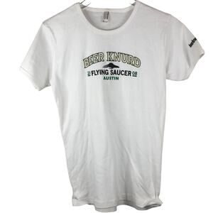 Vintage Beer Knurd 2008 Flying Saucer Austin Baby Doll Tee Womens Size XL‎